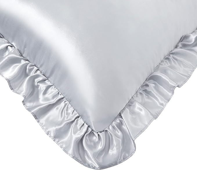 Light Gray Satin Pillowcases Body Pillow for Hair and Skin,Light Gray Body Pillow Silk Pillowcase with Envelope Closure Princess Room Decoration