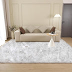 ORINOVA Gray and White Area Rug 6x9 Rugs for Bedroom Fuzzy Plush Large Sheepskin Washable Fluffy Fur Rug for Living Room Nursery Rug