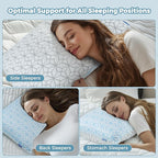 WOLKI Cooling Standard Pillows Set of 2 Memory Foam Pillows, Twin/Full Size 2 Pack Adjustable Shredded Memory Foam for Side Sleepers, Back, Stomach, Hot Sleepers (20x26)