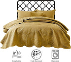 IR Imperial Rooms 8 Pack Quilt King Size Bedding (106" x 96") - Bulk Wholesale for Hotels, Guest Bedroom & Airbnbs - Lightweight Microfiber Reversible Floral Embossed Quilts Bedspreads (Ochre)