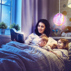 Plug in Pendant Light Fixtures Hanging Ceiling Lamp 16.4ft Cord,7in Colorful Hanging Moon Lamp Galaxy Lamp for Kids Bedroom,Led Moon Light Gift for Girls&Boys Lover Birthday(Bulb Included)
