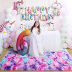 Noahas 4x6 Fluffy Kids Rugs for Room,Soft Hot Pink and Purple Tie-Dyed Rainbow Rug for Girls Bedroom,Soft Colorful Playroom Shag Nursery Carpets Room Decor