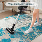CRYPTOLITE Living Room Rug Washable Abstract Rugs with Non-Slip Backing Low Pile Area Rug for Living Room, Bedroom, Dining Room, 6x9, Blue