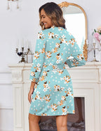 Ekouaer Women‘s Robes Lightweight 3/4 Sleeve Short Knit Bathrobe Soft Knee Length Sleepwear Robes with Pockets S-XXL