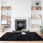 Noahas Fluffy Bedroom Rug,3x5 Feet Plush Fuzzy Black Area Rugs for Living Room, Non Slip Thick Soft Shaggy Nursery Furry Floor Dorm Kids Carpet