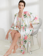 Aensso Long Soft Lightweight Silky Kimonos Robes for Women, Luxury Japanese Floral Womens Kimono Robe