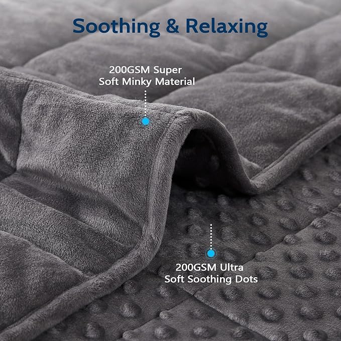 L'AGRATY Weighted Blanket for Adult - 60"x80" 25lbs Minky Dots Heavy Blanket with Glass Beads Soft Breathable for All-Season Summer Fall Winter Thick Comfort for Sleeping