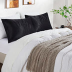 Satin Pillowcases with Zipper （20x30）,Queen Size Pillowcases Set of 2, Black Silk Pillowcase for Hair and Skin