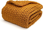 YnM Knitted Weighted Blanket, Handmade Chunky Knitted Design, Soft and Cozy, Temperature Regulating and Breathable, Machine Washable Throw for Sleep or Home Decor (Yellow Fusion, 80x87 Inch, 25lbs)
