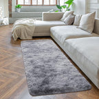 Softlife Area Rug for Bedroom, Fluffy Shag Plush Tie Dyed Rainbow Grey for Living Room Girls, Shaggy Throw Carpet for Kids Soft Fuzzy Runner Small 2x6 Runners for Hallways Dorm