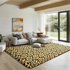 HOMORE Leopard Fluffy Rugs 6x9, Leopard Print Rug for Living Room Bedroom,Soft Cheetah Print Rug for Kids Children Room, Faux Animal Printed Carpet for Western Decor,Black and Khaki