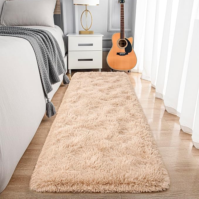 Noahas Beige Runner Rug for Hallway,2'x6' Long Area Rugs for Bedroom Living Room,Non Slip Thick Shag Floor Carpet for Entryway Kitchen Dorm Nursery Bedside Kids Room