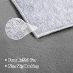SHACOS Silky Soft Faux Rabbit Fur Area Rug 5'x7' Non Slip Washable Padded Throw Rugs Fluffy Cozy Indoor Modern Carpet for Living Room Bedroom Dining Room Kids Room Dorm Home Decor, Grey