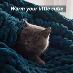 Negwoo Chunky Knit Throw Blanket, 50''*60'' Knitted Throw Chenille Yarn for Bed Couch, Handmade Peacock Blue Crochet Big Thick Blanket, Machine Washable Cute Comfy Blanket for Home Decor