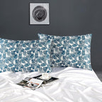 ZIMASILK 100% Pure Mulberry Silk Pillowcase for Hair and Skin Health,Both Sides 19 Momme Silk Floral Print,1pc(Queen 20''x30'',Blue Leaves)
