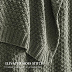 EVERGRACEHOME Chunky Chenille Knit Throw Blanket for Couch, Soft Luxurious Moss Stitch Blankets for Bed, Cozy Decorative Farmhouse Knitted Throws for Sofa, Dried Thyme Green, 60" x 80"