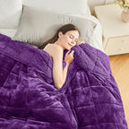 Cottonblue Weighted Blanket 15 lbs for Adults, Flannel Shaggy Sherpa Weighted Blanket for Queen Bed Comfort Weighted Blankets for Calming and Relax, Bed Sofa Heavy Blankets, 48x72 inches, Purple