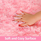 Pink Fluffy Rugs for Bedroom Living Room 4x6 Ft Girls Shaggy Fur Rug Soft Modern Indoor Furry Floor Mat Washable Plush Fuzzy Kids Rug for Nursery Princess Dorm Playroom Decor Carpet