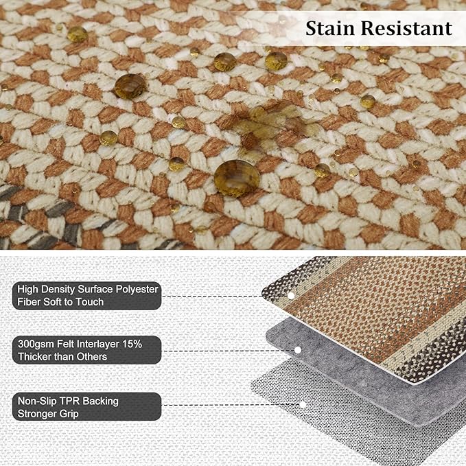 RUGSREAL Entryway Area Rug 2x3 Small Rug Machine Washable Bedroom Area Rug Non Slip Bathroom Mat Stain Resistant Kitchen Mat Farmhouse Carpet Modern Rustic Rug for Living Room Dining Room, Sand/Bronze