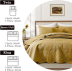 IR Imperial Rooms 8 Pack Quilt King Size Bedding (106" x 96") - Bulk Wholesale for Hotels, Guest Bedroom & Airbnbs - Lightweight Microfiber Reversible Floral Embossed Quilts Bedspreads (Ochre)
