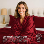 Satin Sheets Queen [4-Piece, Burgundy] Hotel Luxury Silky Bed Sheets - Extra Soft 1800 Microfiber Sheet Set, Wrinkle, Fade, Stain Resistant - Deep Pocket Fitted Sheet, Flat Sheet, Pillow Cases
