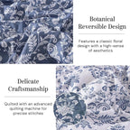 BLOOMHAVEN Quilt Set Queen Size, Oxford Blue Floral Quilt Sets, Reversible Bedspread Lightweight and Breathable for All Seasons, Soft Quilted Bedspread with 2 Pillow Shams