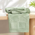 Amélie Home Knit Throw Blanket, Soft Chenille Cozy Breathable Checkered Chunky Decorative Blanket for Couch, Bed & Sofa, French-Inspired Lightweight Warm Gift for Women, Sage Green, 60"x80"