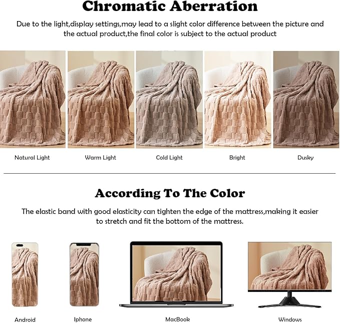 NEWCOSPLAY Super Soft Twin Blanket Taupe Premium Silky Flannel Fleece 3D Checkered Lightweight Bed Blanket All Season Use (Taupe Checkered, Twin(60"x80"))