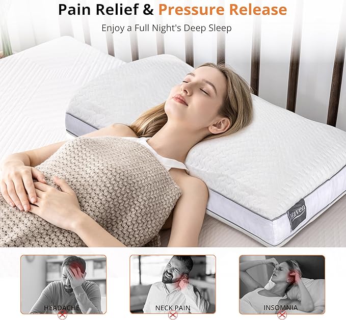 EGOHOME Shredded Memory Foam Pillows, Bed Pillows for Sleeping, Standard Pillow for Side Back Stomach Sleepers, Neck Support Pillow with Washable Removable Cover(28"x 16",1 Pack)