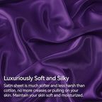 BEDELITE Satin Sheets Queen Size Bed Set, Luxury Soft Plum Purple Sheets for Hair and Skin, Similar to Silk Bed Sheets Set 4 Pieces with 1 Deep Pocket Fitted Sheet, 1 Flat Sheet, and 2 Pillowcases
