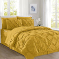 Elegant Comfort 8-Piece Pinch Pleated Comforter Set -All Season Complete Bed in a Bag, Includes 4pc Smart Sheet Set, Bed Skirt, Comforter, Matching Pillowcases and Shams, King/Cal King, Mustard Yellow