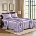 Satin Sheets Queen [4-Piece, Lavender] Hotel Luxury Silky Bed Sheets - Extra Soft 1800 Microfiber Sheet Set, Wrinkle, Fade, Stain Resistant - Deep Pocket Fitted Sheet, Flat Sheet, Pillow Cases