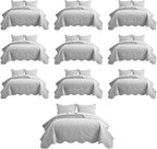 IR Imperial Rooms 10 Pack Twin Quilt Bedding Set (68" x 86") - Bulk Wholesale for Hotels, Guest Bedroom & Airbnbs - Lightweight Microfiber Reversible Floral Embossed Quilts Bedspreads (Silver)