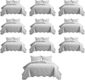 IR Imperial Rooms 10 Pack Queen Quilt Bedding Set (90" x 96") - Bulk Wholesale for Hotels, Guest Bedroom & Airbnbs - Lightweight Microfiber Reversible Floral Embossed Quilts Bedspreads (Silver)