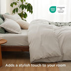 Bedsure Duvet Cover with Fitted Sheet Twin/Twin XL - Deep Pocket, Hotel Luxury Soft Double Brushed Bedding Set with Zipper Closure, 1 Duvet Cover, 1 Fitted Sheet, 1 Pillow Shams, NO Comforter, Linen