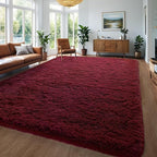 Burgundy Red Area Rugs Fluffy Rug for Bedroom Living Room, 5x8 Feet Indoor Shaggy Carpets, Plush Soft Rug for Kids Room, Cute Rugs for Girls Boys Playroom Nursery Room Home Decor
