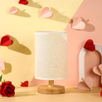 WSYEAR Small Table Lamp for Bedroom - Bedside Lamps for Nightstand, Minimalist Night Stand Light Lamp with Fabric Shade, Desk Reading Lamp for Kids Room Living Room Office Dorm