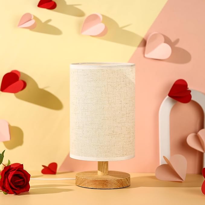 WSYEAR Small Table Lamp for Bedroom - Bedside Lamps for Nightstand, Minimalist Night Stand Light Lamp with Fabric Shade, Desk Reading Lamp for Kids Room Living Room Office Dorm