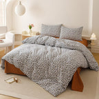 Luxlovery Leopard Comforter Set Full Animal Cheetah Printed Comforter Black White Bedding Set Fluffy Soft Blanket Quilts with 2 Pillowcases for Kids Teens Full Bed
