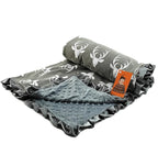 Dear Baby Gear - Reversible Baby Blankets - Soft Nursery Blanket for Newborn - Toddler Blankey - Throw Blanket for Boys & Girls - Infant Blankets - 42x32 (Antlers Grey with Ruffles)