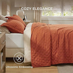 Bedsure Quilts Queen Size - Red Orange Bedspread Queen Size & Lightweight Comforter, Boho Coverlet with Clover Pattern, Ultra Soft All-Season Bedding, 90 x 96 Inches | Stitch-Free Quilting, Ultra Soft, Lightweight, Machine Washable, Pet-Friendly