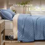 Bedsure Quilts Queen Size - Mineral Blue Bedspread Queen Size & Lightweight Comforter, Modern Coastal Coverlet with Clover Pattern, Ultra Soft All-Season Bedding, 90 x 96 Inches | Stitch-Free Quilting, Ultra Soft, Lightweight, Machine Washable, Pet-Fri...