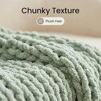 Amélie Home Chunky Knit Throw Blanket for Couch, Soft Chenille Handmade Crochet Throw Rope Knot Blanket for Couch, 50"x60", Sage Green
