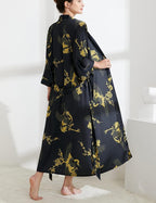 Aensso Long Soft Lightweight Silky Kimonos Robes for Women, Luxury Japanese Floral Womens Kimono Robe