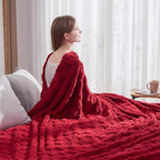 NEWCOSPLAY Super Soft Twin Blanket Red Premium Silky Flannel Fleece 3D Checkered Lightweight Bed Blanket All Season Use (Red Checkered, Twin(60"x80"))