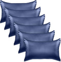 Elegant Comfort 6-Pack Cooling Viscose Satin Pillowcase Set with Hidden Zipper Closure, Silky Smooth for Best Hair and Skin Care-Beautiful Gift Box-6-Piece Satin Pillowcase Set, King, Navy Blue
