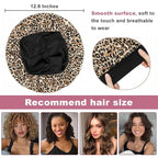4Pcs Satin Bonnet Silk Bonnet, Hair Bonnet for Sleeping, Elastic Wide Band Silk Sleep Cap, Soft and Breathable(Leopard Print*4)