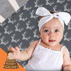 Dear Baby Gear - Reversible Baby Blankets - Soft Nursery Blanket for Newborn - Toddler Blankey - Throw Blanket for Boys & Girls - Infant Blankets - 40x30 (Antlers Grey - Mint)