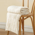 Aormenzy Cable Knit Throw Blankets 50 x 60 Inches, Soft Cozy and Lightweight Knitted Blanket, Machine Washable Acrylic Blanket, Decorative Throw Blanket for Couch Sofa Bed, Cream White