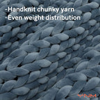 YnM Velvet Weighted Blanket, Handmade Chunky Knitted Design, Soft and Cozy, Temperature Regulating and Breathable, Machine Washable Throw for Sleep or Home Decor (Blue, 60x80 Inch, 15lbs)